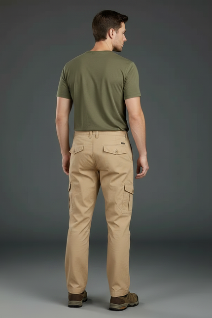 Pantalon Randonnée Beige Cargo Ample Homme - Toile - vue 2
