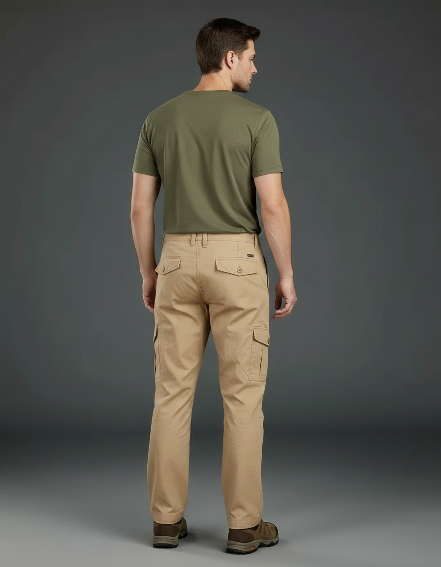 Pantalon Randonnée Beige Cargo Ample Homme - Toile - vue 2