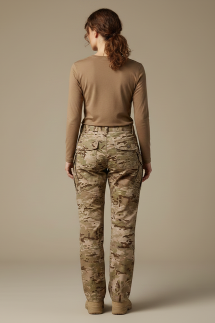 Pantalon Randonnée Camouflage Militaire Cargo Femme Robuste - Multicolore Toile - vue 2