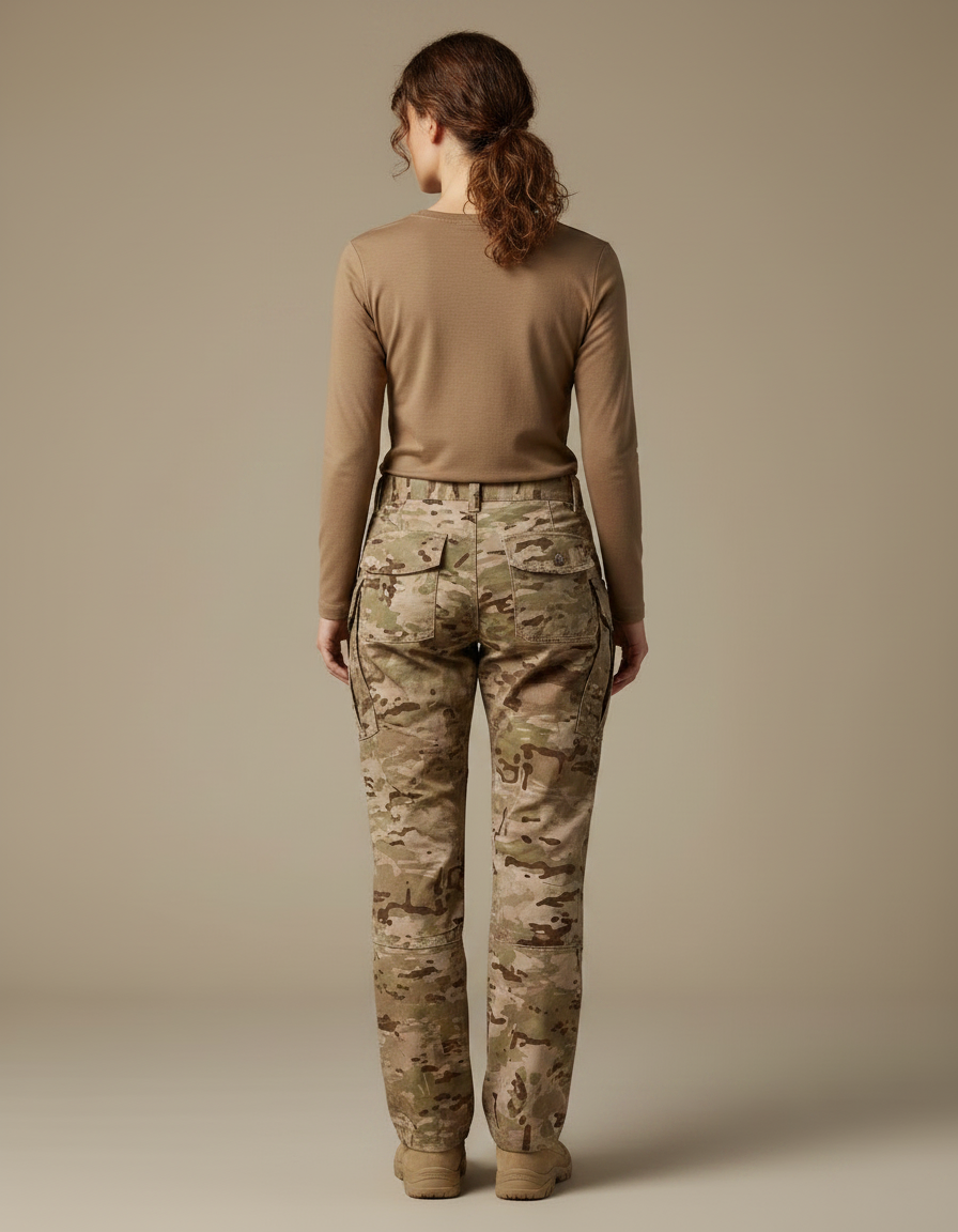 Pantalon Randonnée Camouflage Militaire Cargo Femme Robuste - Multicolore Toile - vue 2