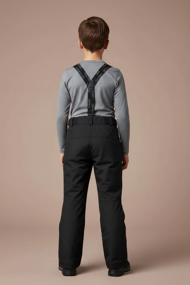 Pantalon Randonnée Noir Bretelles Ajustables Impermé Chaud - Polyester - vue 2
