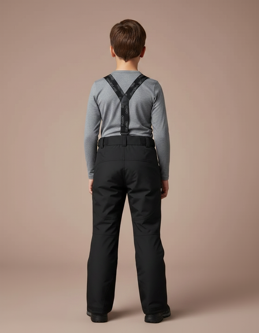 Pantalon Randonnée Noir Bretelles Ajustables Impermé Chaud - Polyester - vue 2