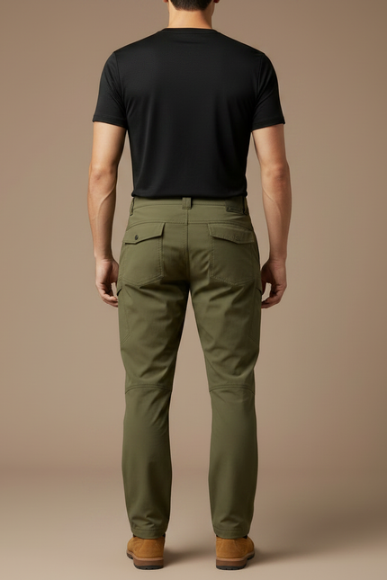 Pantalon Randonnée Cargo Militaire Homme Vert Kaki Multi-Poches - Polyester - vue 2