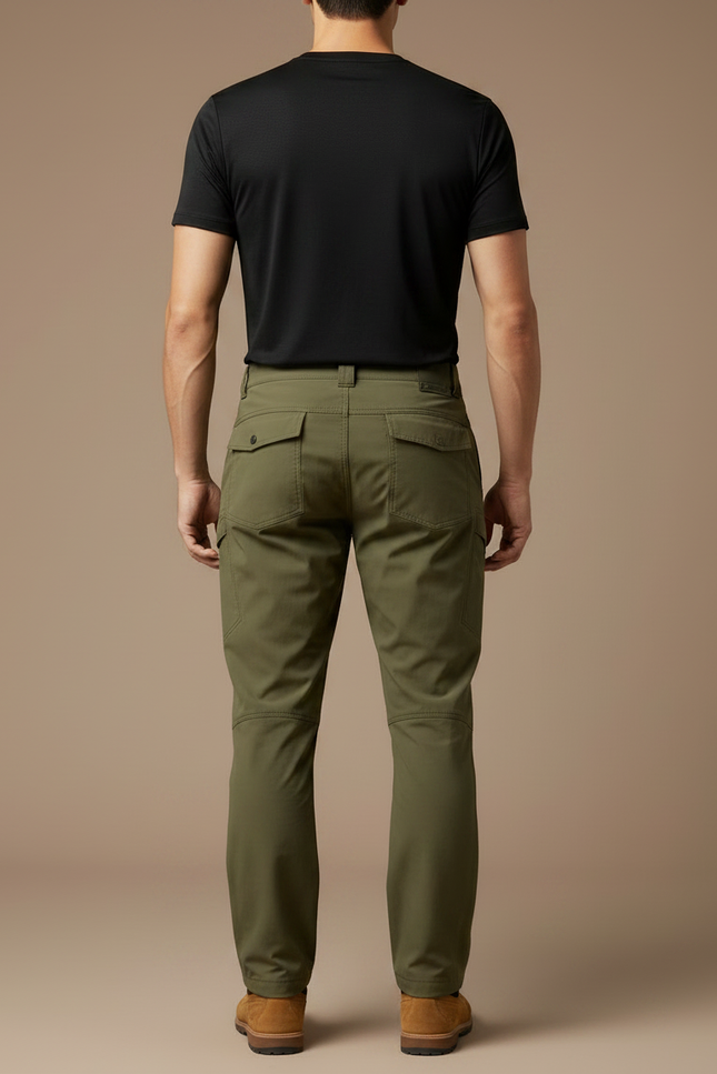 Pantalon Randonnée Cargo Militaire Homme Vert Kaki Multi-Poches - Polyester - vue 2