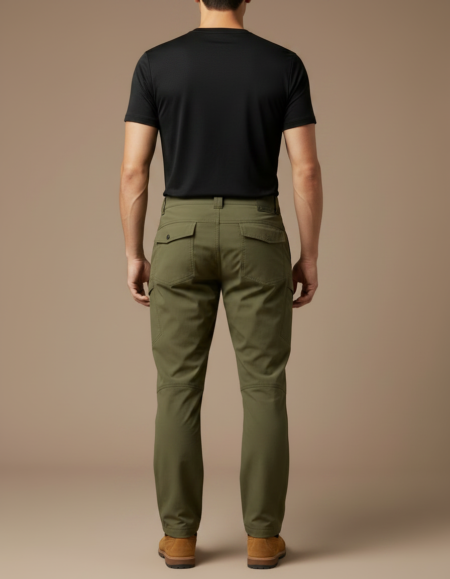Pantalon Randonnée Cargo Militaire Homme Vert Kaki Multi-Poches - Polyester - vue 2