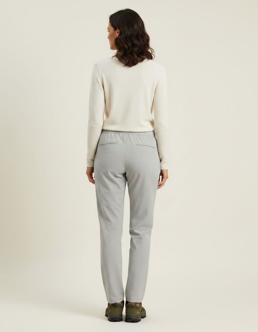 Pantalon Randonnée Femme Gris Clair Léger Élastique - Polyester - vue 2