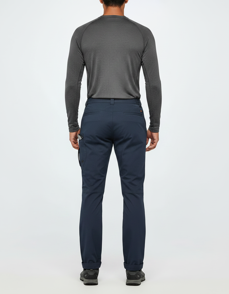 Pantalon Randonnée Homme Bleu Marine Léger Cargo Ajusté - Polyester - vue 2