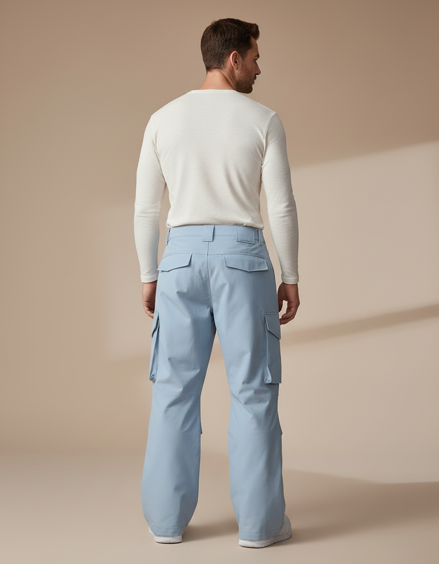 Pantalon Randonnée Bleu Cargo Ample Imperméable Homme - Polyester - vue 2