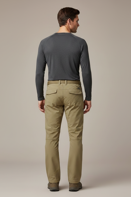 Pantalon Randonnée Kaki Softshell Homme Coupe Droite - Polyester - vue 2