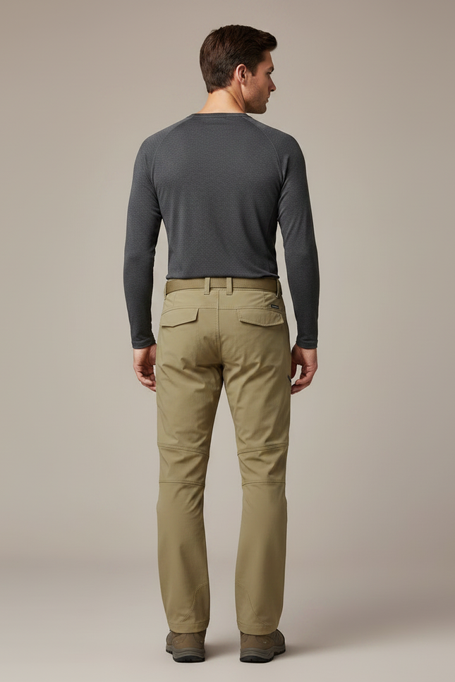 Pantalon Randonnée Kaki Softshell Homme Coupe Droite - Polyester - vue 2