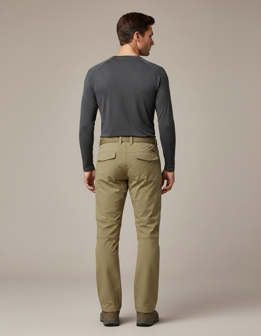 Pantalon Randonnée Kaki Softshell Homme Coupe Droite - Polyester - vue 2