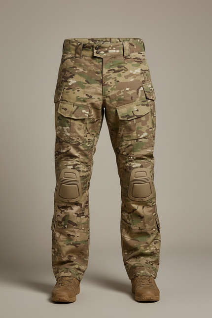 Pantalon Randonnée Camouflage Homme Tactique Renforcé Genouillères - Multicolore Toile - vue 3