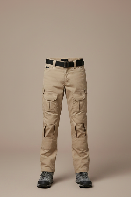 Pantalon Randonnée Beige Cargo Multipoches Renforcé Enfant - Toile - vue 3