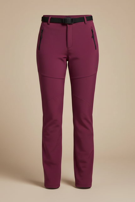Pantalon Randonnée Femme Bordeaux Softshell Stretch Ceinturé - Polyester - vue 3