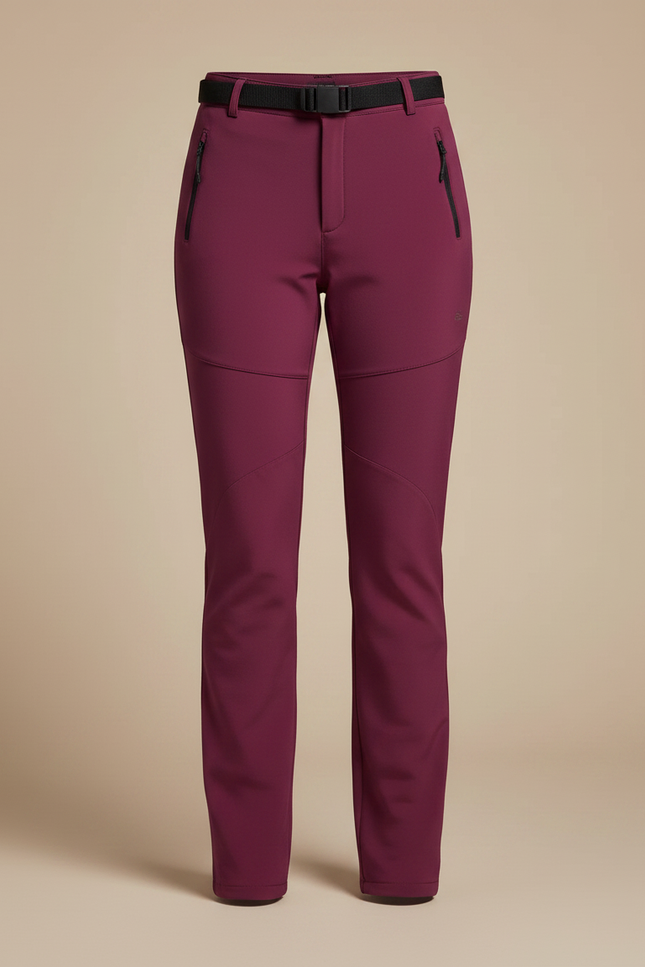 Pantalon Randonnée Femme Bordeaux Softshell Stretch Ceinturé - Polyester - vue 3