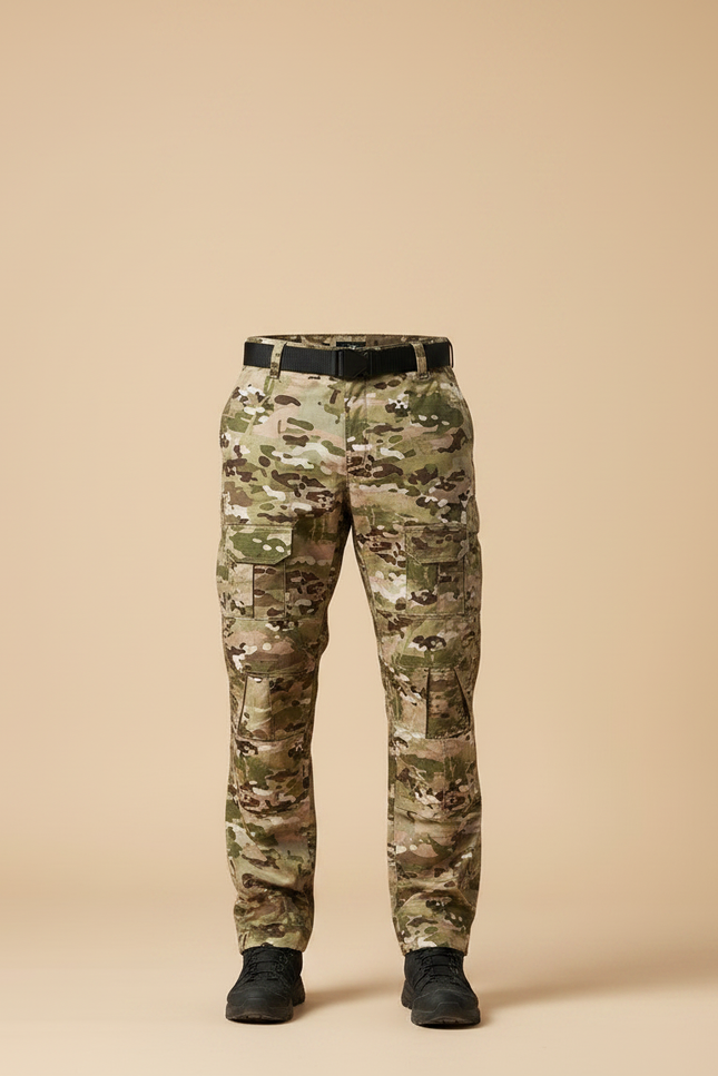 Pantalon Randonnée Camouflage Cargo Multipoches Homme Tactique Résistant - Multicolore Toile - vue 3