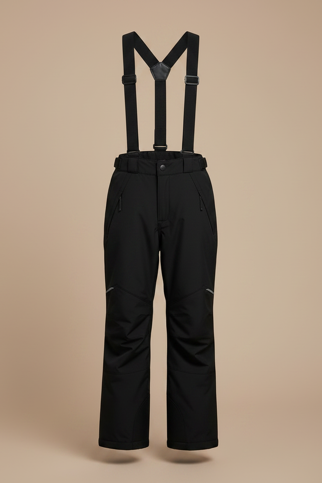 Pantalon Randonnée Noir Imperméable Enfant Hiver Bretelles - Polyester - vue 3