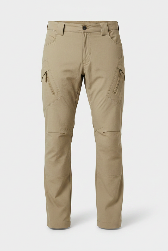 Pantalon Randonnée Beige Cargo Tactique Homme Multi-Poches Confortable - Toile - vue 3