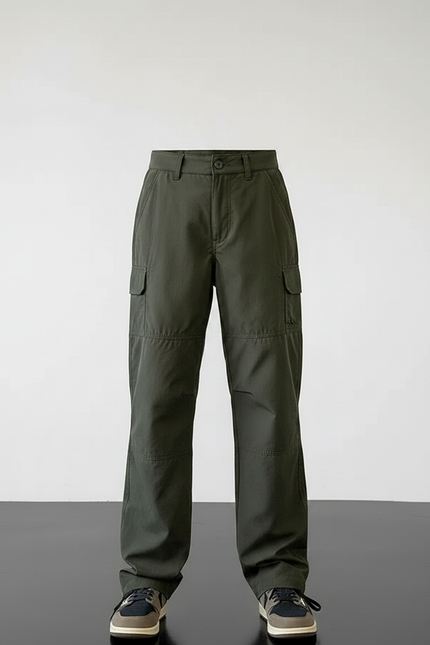 Pantalon Randonnée Kaki Cargo Ample Décontracté - Polyester - vue 3