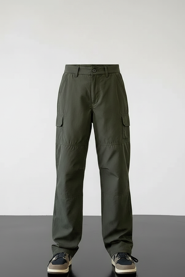 Pantalon Randonnée Kaki Cargo Ample Décontracté - Polyester - vue 3