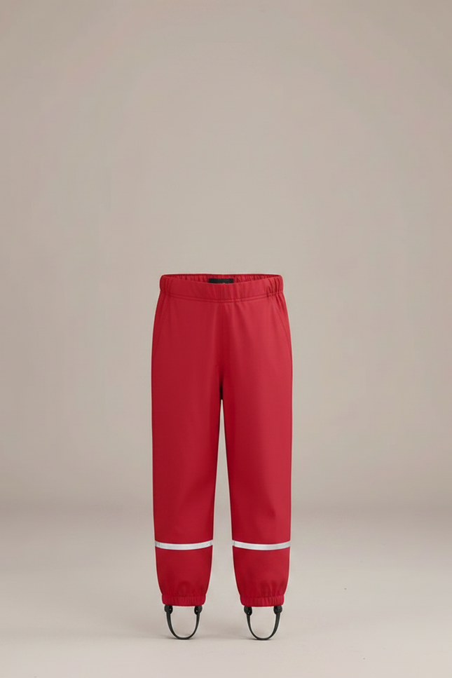 Pantalon Randonnée Rouge Imperméable Enfant Réfléchissant Salopette - Polyester - vue 3