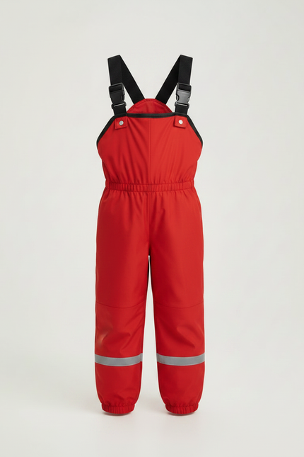 Pantalon Randonnée Rouge Bretelles Imperméable Réfléchissant Enfant - Polyester - vue 3