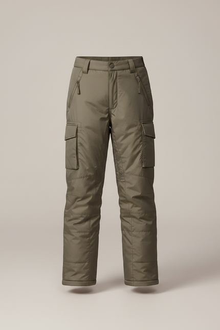 Pantalon Randonnée Kaki Matelassé Cargo Enfant Hiver - Polyester - vue 3