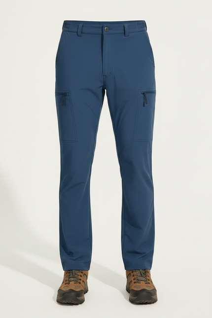 Pantalon Randonnée Bleu Cargo Droit Multipoches Homme - Polyester - vue 3