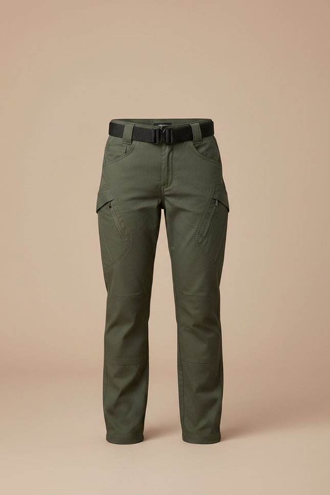 Pantalon Randonnée Vert Kaki Cargo Multipoches Droit - Toile - vue 3