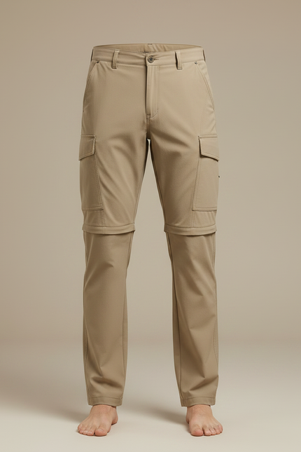 Pantalon Randonnée Convertible Beige Multi-Poches Homme - Polyester - vue 3