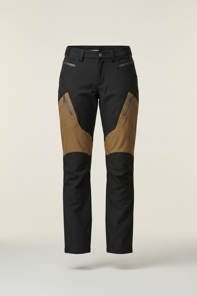 Pantalon Randonnée Femme Bicolore Noir Marron Robuste - Multicolore Polyester - vue 3