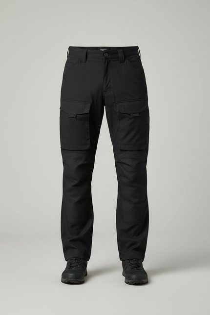 Pantalon Randonnée Noir Cargo Multipoches Renforcé Homme - Polyester - vue 3