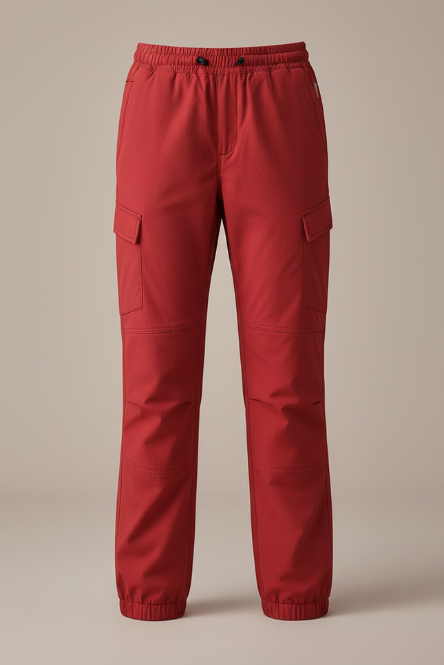 Pantalon Randonnée Rouge Enfant Cargo Robuste Ajusté - Polyester - vue 3