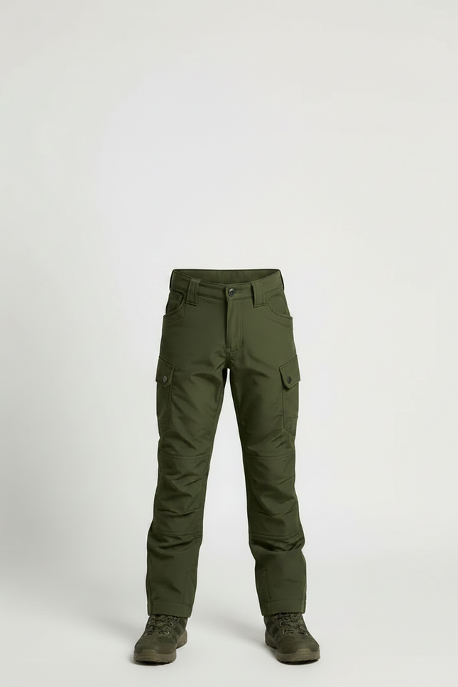 Pantalon Randonnée Vert Kaki Cargo Enfant Multi-poches - Polyester - vue 3