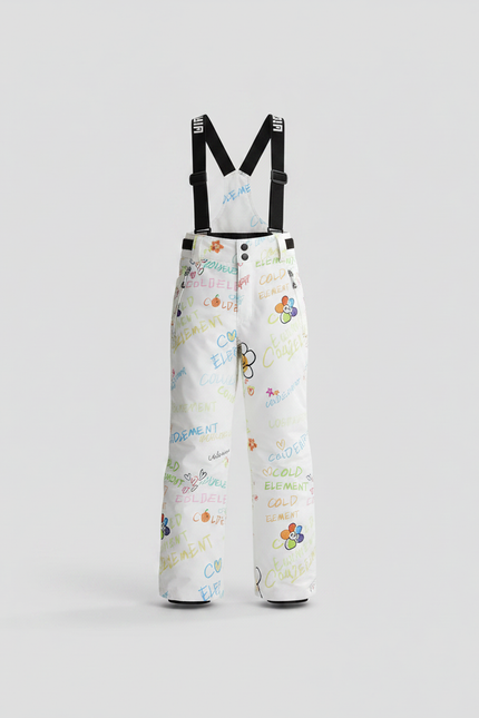 Pantalon Randonnée Blanc Imprimé Coloré Bretelles Enfant - Polyester - vue 3
