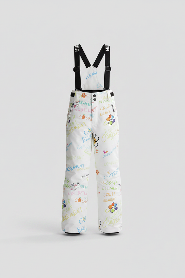 Pantalon Randonnée Blanc Imprimé Coloré Bretelles Enfant - Polyester - vue 3