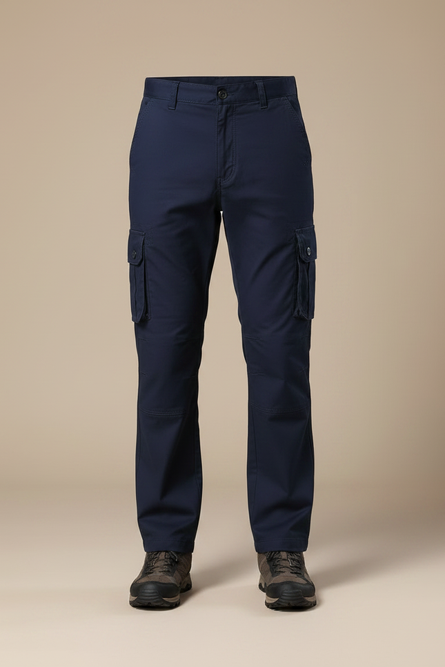 Pantalon Randonnée Bleu Marine Cargo Coton Homme Tactique Multi-Poches - vue 3
