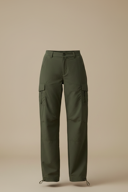 Pantalon Randonnée Cargo Vert Femme Décontracté - Kaki Polyester - vue 3