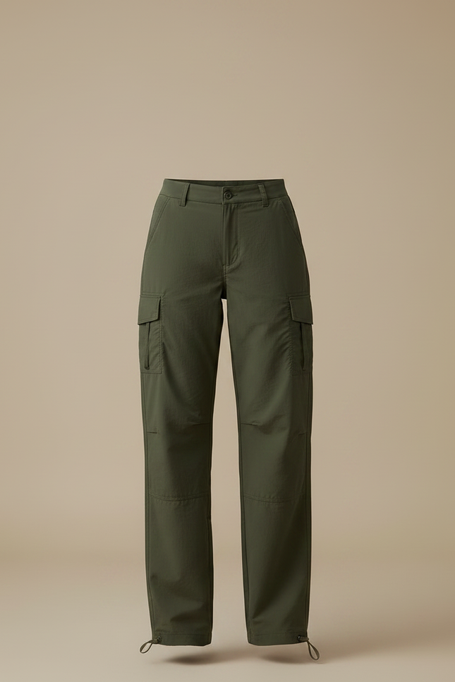 Pantalon Randonnée Cargo Vert Femme Décontracté - Kaki Polyester - vue 3