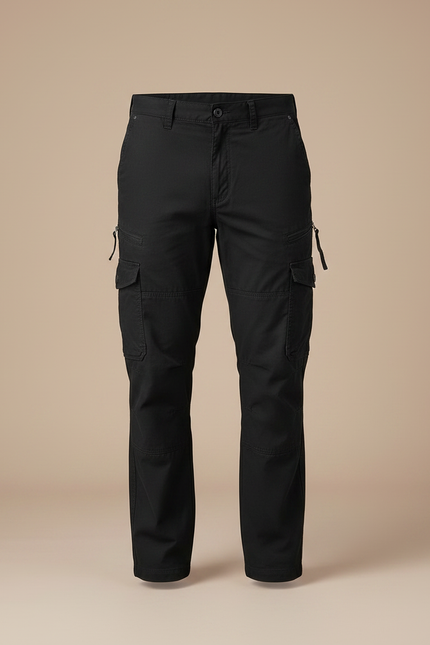 Pantalon Randonnée Noir Cargo Ample Coton Homme - Toile - vue 3