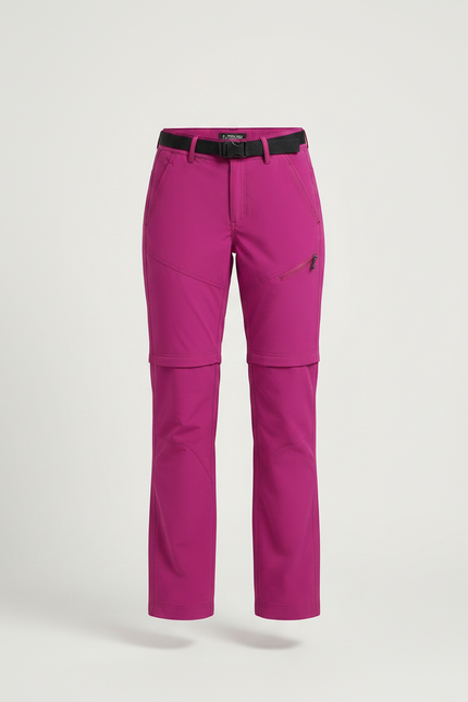 Pantalon Randonnée Femme Convertible Rose Séchage Rapide - Polyester - vue 3