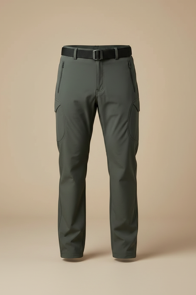 Pantalon Randonnée Homme Cargo Imperméable Élastique Vert Militaire - Kaki Polyester - vue 3