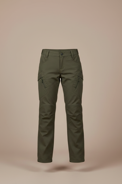 Pantalon Randonnée Kaki Multipoches Coupe Droite - Polyester - vue 3