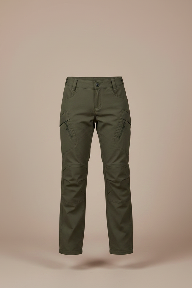 Pantalon Randonnée Kaki Multipoches Coupe Droite - Polyester - vue 3