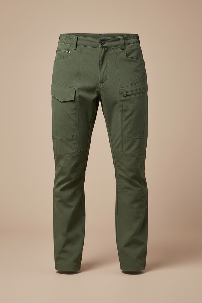 Pantalon Randonnée Vert Cargo Léger Homme - Kaki Polyester - vue 3