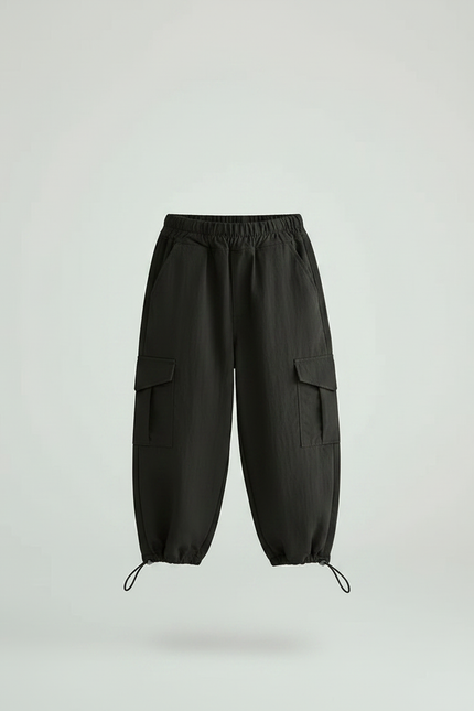 Pantalon Randonnée Noir Cargo Ample Coton Enfant - Polyester - vue 3