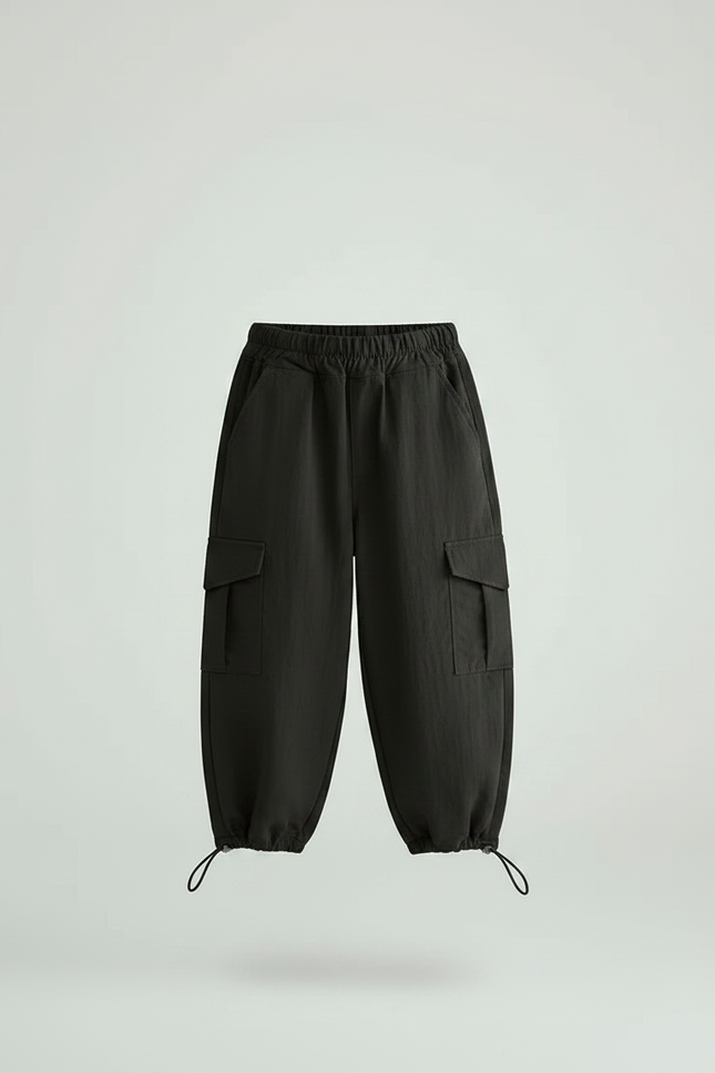 Pantalon Randonnée Noir Cargo Ample Coton Enfant - Polyester - vue 3