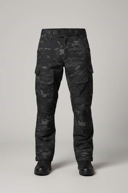 Pantalon Randonnée Camouflage Noir Multipoches Tactique Homme - Polyester - vue 3