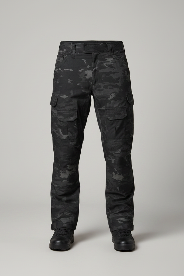 Pantalon Randonnée Camouflage Noir Multipoches Tactique Homme - Polyester - vue 3