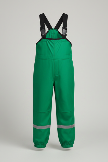 Pantalon Randonnée Vert Imperméable Réfléchissant Bretelles Enfant - Polyester - vue 3